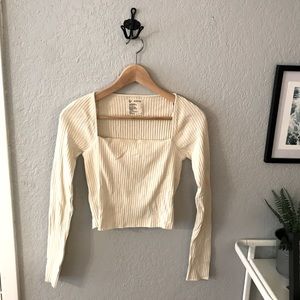 FOR DAYS effortless rib square neck long sleeve top, size medium, like new